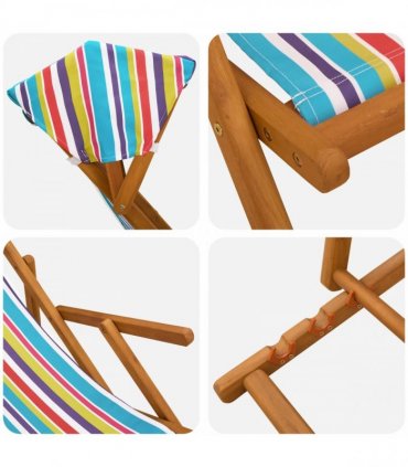 vidaXL Deck Chair 2 pcs 3 Position Solid Eucalyptus Wood Multicolour