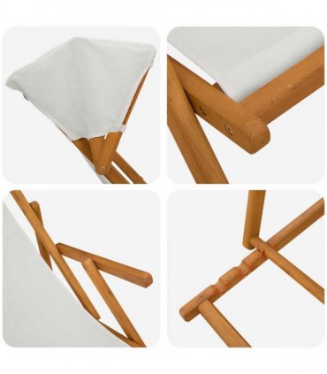 vidaXL Deck Chair 2 pcs 3 Position Solid Eucalyptus Wood Cream