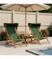 vidaXL Deck Chair 2 pcs 3 Position Solid Eucalyptus Wood Green