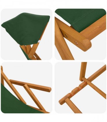 vidaXL Deck Chair 2 pcs 3 Position Solid Eucalyptus Wood Green