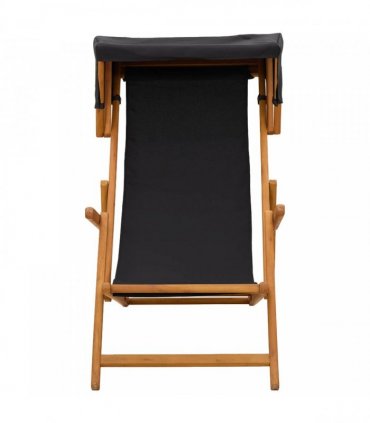 vidaXL Deck Chair 2 pcs 3 Position Solid Eucalyptus Wood Black