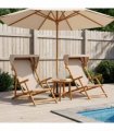 vidaXL Deck Chair 2 pcs 3 Position Solid Eucalyptus Wood Beige