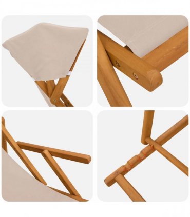 vidaXL Deck Chair 2 pcs 3 Position Solid Eucalyptus Wood Beige
