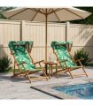 vidaXL Deck Chair 2 pcs 3 Position Solid Eucalyptus Wood Leaf Pattern
