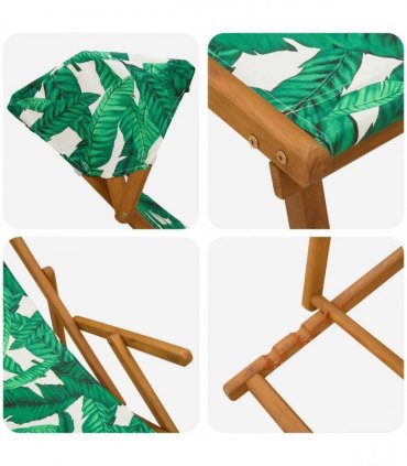 vidaXL Deck Chair 2 pcs 3 Position Solid Eucalyptus Wood Leaf Pattern
