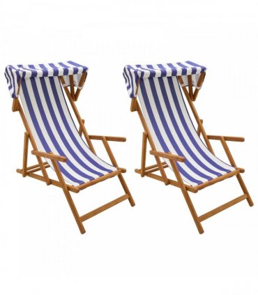 vidaXL Deck Chair 2 pcs 3 Position Solid Eucalyptus Wood