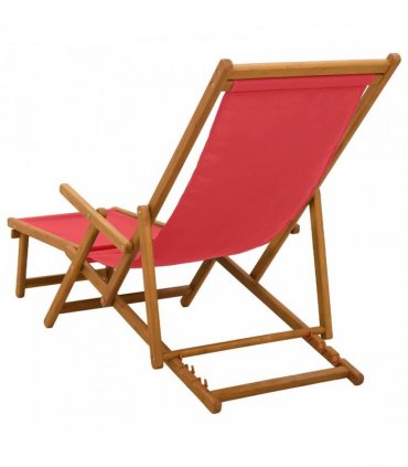 vidaXL Folding Sun Lounger 2 pcs 3 Position Solid Eucalyptus Wood Red
