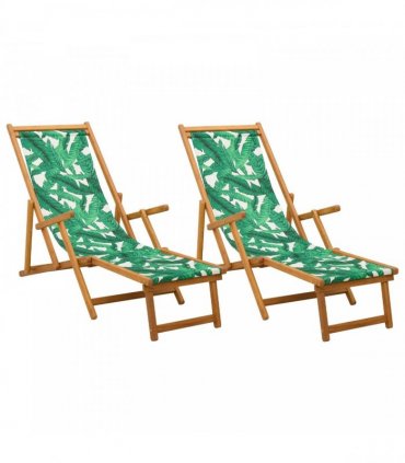 vidaXL Folding Sun Lounger 2 pcs 3 Position Solid Eucalyptus Wood