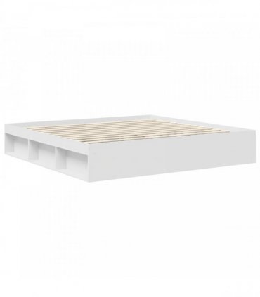 vidaXL Bed Frame with Headboard White 200 x 200 cm Engineered wood
