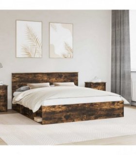 vidaXL Bed Frame Smoked Oak 180 x 200 cm Engineered wood