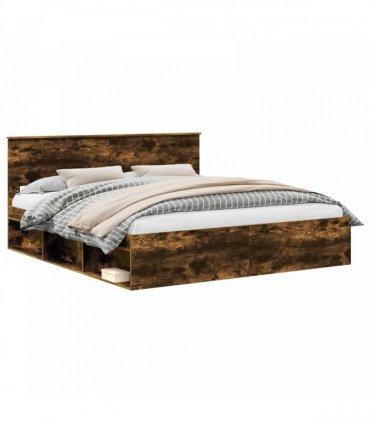 vidaXL Bed Frame Smoked Oak 180 x 200 cm Engineered wood