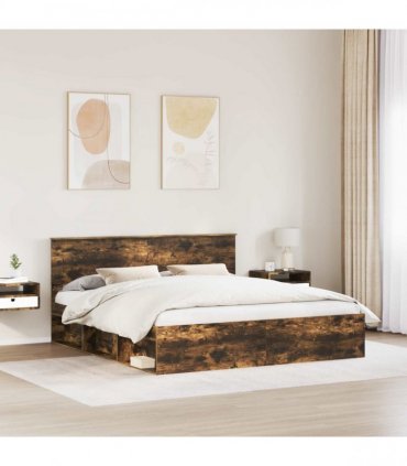 vidaXL Bed Frame Smoked Oak 180 x 200 cm Engineered wood