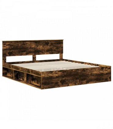 vidaXL Bed Frame Smoked Oak 180 x 200 cm Engineered wood