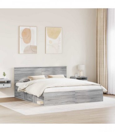 vidaXL Bed Frame Grey Sonoma 180 x 200 cm Engineered wood