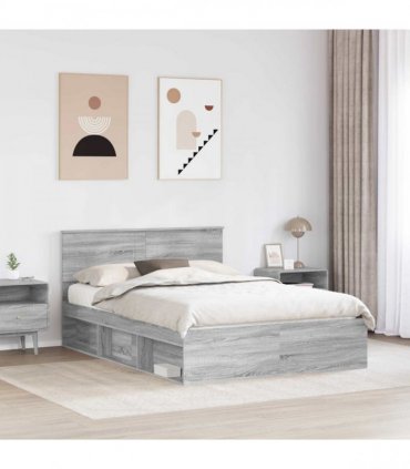 vidaXL Bed Frame Grey Sonoma 160 x 200 cm Engineered wood