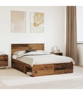 vidaXL Bed Frame with Headboard Old Wood 150 x 200 cm Engineered wood