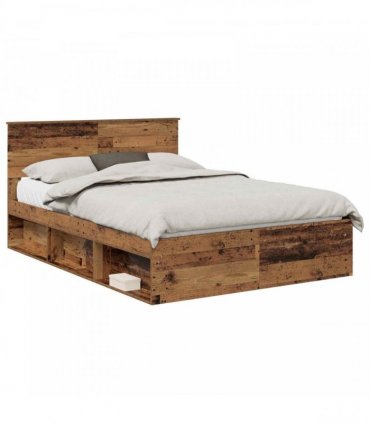 vidaXL Bed Frame with Headboard Old Wood 150 x 200 cm Engineered wood