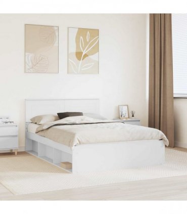 vidaXL Bed Frame with Headboard White 140 x 190 cm Engineered wood