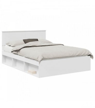vidaXL Bed Frame with Headboard White 140 x 190 cm Engineered wood