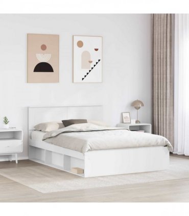 vidaXL Bed Frame with Headboard White 140 x 190 cm Engineered wood