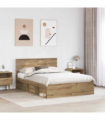 vidaXL Bed Frame Artisian Oak 140 x 190 cm Engineered wood
