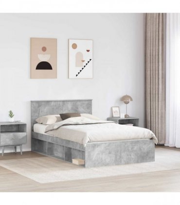 vidaXL Bed Frame Concerte Grey 135 x 190 cm Engineered wood