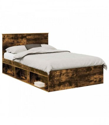 vidaXL Bed Frame Smoked Oak 135 x 190 cm Engineered wood
