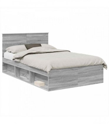 vidaXL Bed Frame Grey Sonoma 135 x 190 cm Engineered wood