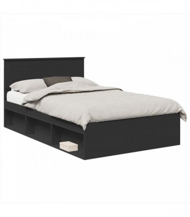 vidaXL Bed Frame with Headboard Black 120 x 200 cm Engineered wood