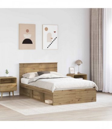 vidaXL Bed Frame Artisian Oak 120 x 200 cm Engineered wood