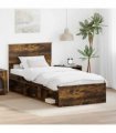 vidaXL Bed Frame Smoked Oak 100 x 200 cm Engineered wood