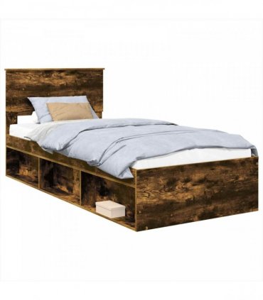 vidaXL Bed Frame Smoked Oak 100 x 200 cm Engineered wood