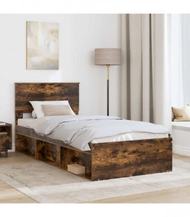 vidaXL Bed Frame Smoked Oak 100 x 200 cm Engineered wood
