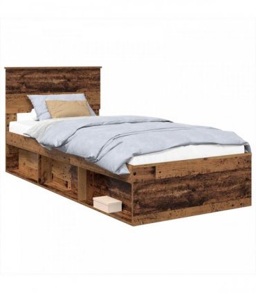 vidaXL Bed Frame with Headboard Old Wood 100 x 200 cm Engineered wood