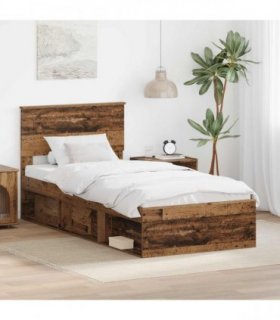 vidaXL Bed Frame with Headboard Old Wood 90 x 190 cm Engineered wood