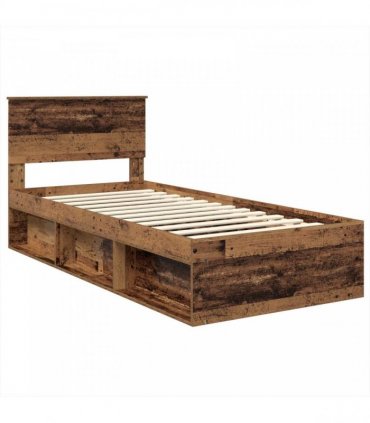 vidaXL Bed Frame with Headboard Old Wood 90 x 190 cm Engineered wood