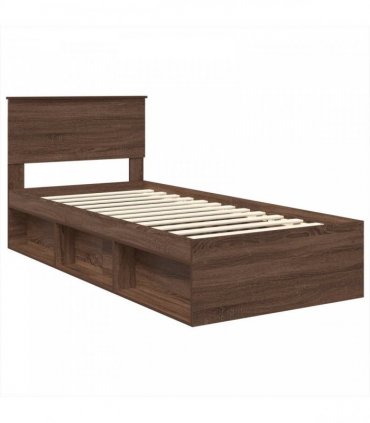 vidaXL Bed Frame with Headboard Brown Oak 75 x 190 cm Engineered wood