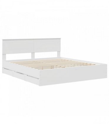 vidaXL Bed Frame with Drawer White 180 x 200 cm Engineer Wood
