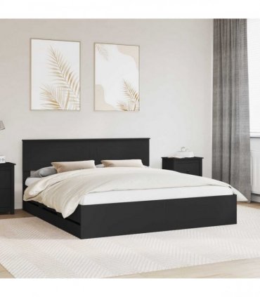 vidaXL Bed Frame with Drawer Black 180 x 200 cm Engineer Wood