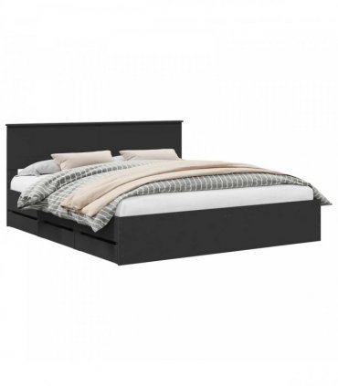 vidaXL Bed Frame with Drawer Black 180 x 200 cm Engineer Wood