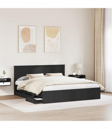 vidaXL Bed Frame with Drawer Black 180 x 200 cm Engineer Wood