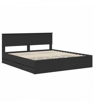 vidaXL Bed Frame with Drawer Black 180 x 200 cm Engineer Wood