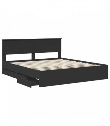 vidaXL Bed Frame with Drawer Black 180 x 200 cm Engineer Wood