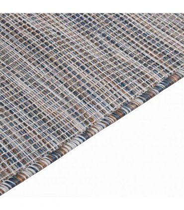 vidaXL Outdoor Flatweave Rug 140x200 cm Brown and Blue