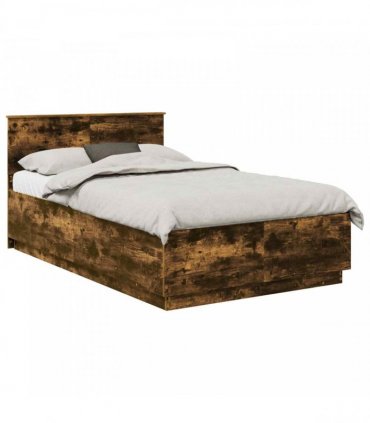 vidaXL Bed Frame Smoked Oak 120 x 190 cm Engineered Wood