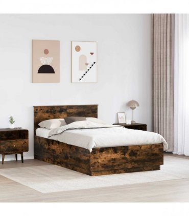 vidaXL Bed Frame Smoked Oak 120 x 190 cm Engineered Wood