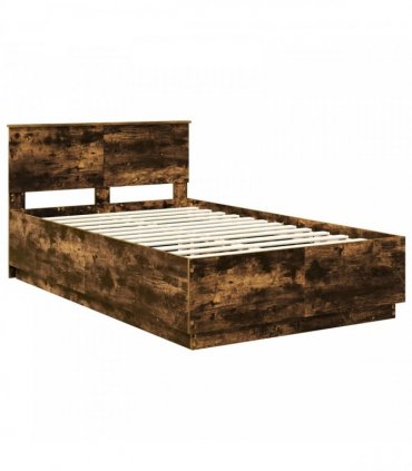 vidaXL Bed Frame Smoked Oak 120 x 190 cm Engineered Wood