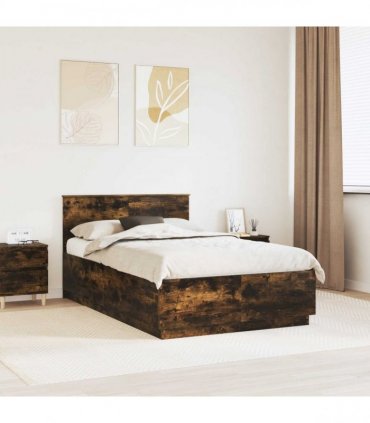 vidaXL Bed Frame Smoked Oak 120 x 200 cm Engineered Wood
