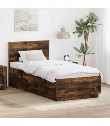 vidaXL Bed Frame Smoked Oak 100 x 200 cm Engineered Wood