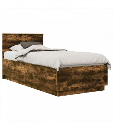 vidaXL Bed Frame Smoked Oak 100 x 200 cm Engineered Wood